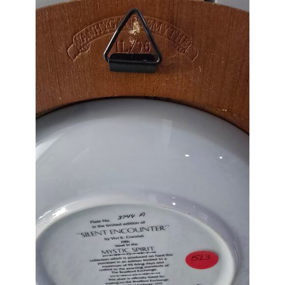 Vintage 1995 Bradford Exchange Mystic Spirit “Silent Encounter”Wolf Plate Framed - Picture 4 of 16